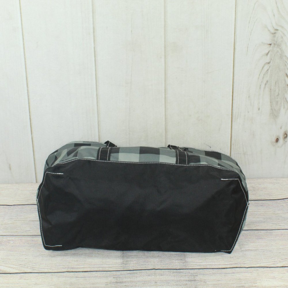 LL Bean Boat & Tote Plaid Gray Polyester Zip-Top Embroidery "Mary" Tote Bag - Picture 9 of 11